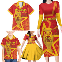 Custom Spain 2024 Football Family Matching Long Sleeve Bodycon Dress and Hawaiian Shirt La Roja Reigns Supreme LT05 - Wonder Print Shop