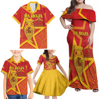 Custom Spain 2024 Football Family Matching Off Shoulder Maxi Dress and Hawaiian Shirt La Roja Reigns Supreme LT05 - Wonder Print Shop