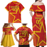 Custom Spain 2024 Football Family Matching Off Shoulder Maxi Dress and Hawaiian Shirt La Roja Reigns Supreme LT05 - Wonder Print Shop