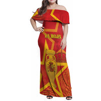 Custom Spain 2024 Football Family Matching Off Shoulder Maxi Dress and Hawaiian Shirt La Roja Reigns Supreme LT05 - Wonder Print Shop