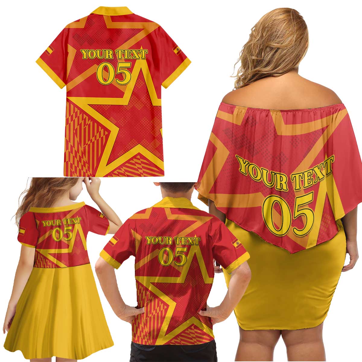 Custom Spain 2024 Football Family Matching Off Shoulder Short Dress and Hawaiian Shirt La Roja Reigns Supreme LT05 - Wonder Print Shop