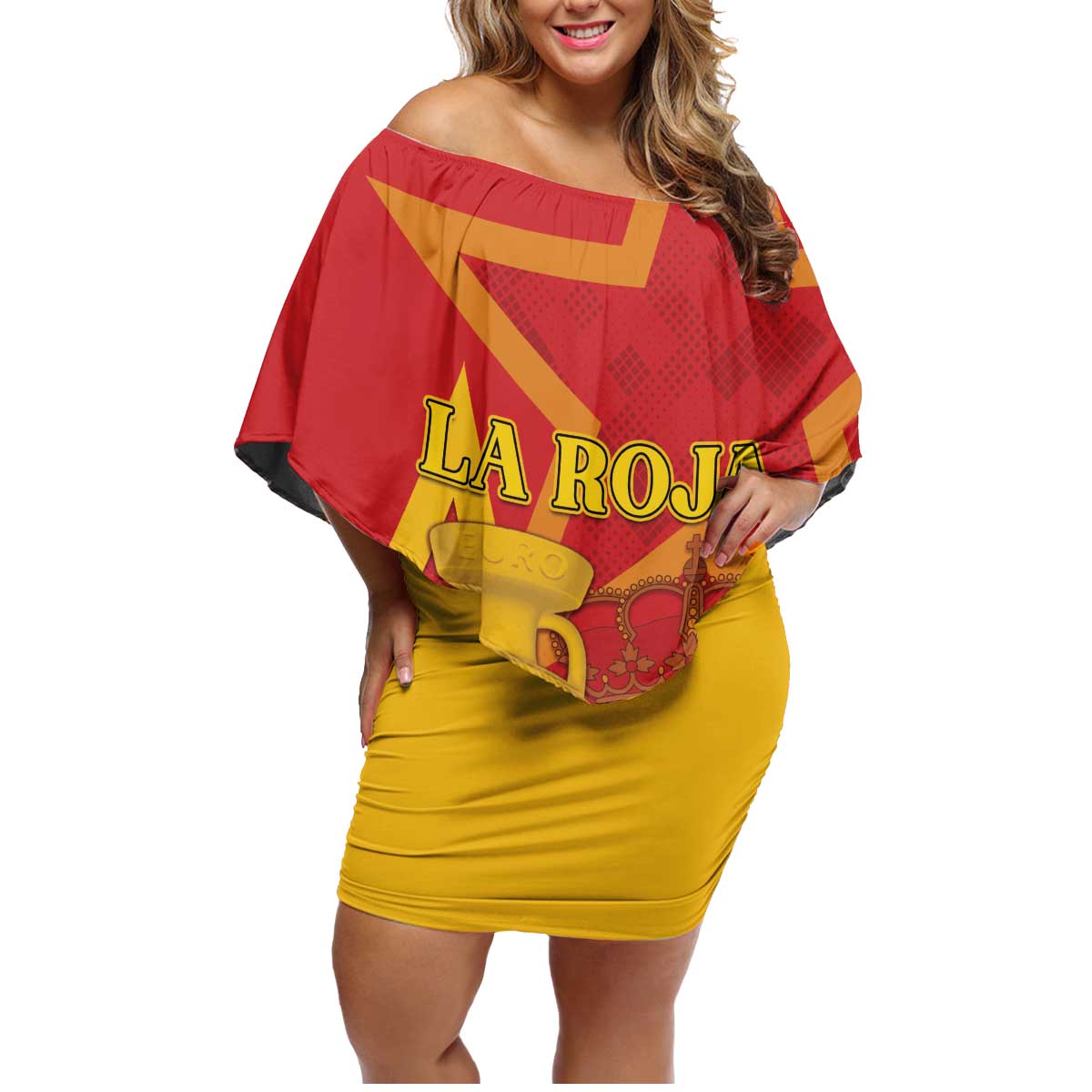Custom Spain 2024 Football Family Matching Off Shoulder Short Dress and Hawaiian Shirt La Roja Reigns Supreme LT05 - Wonder Print Shop