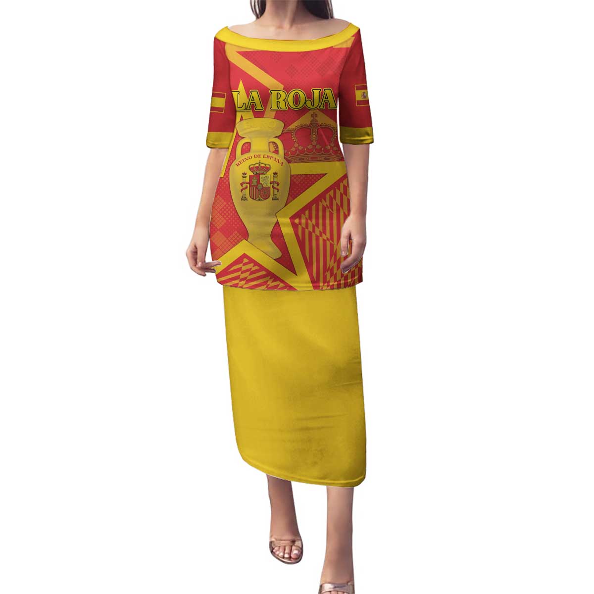 Custom Spain 2024 Football Family Matching Puletasi and Hawaiian Shirt La Roja Reigns Supreme LT05 - Wonder Print Shop