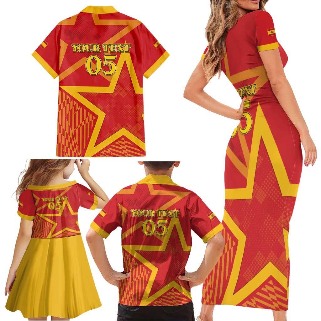 Custom Spain 2024 Football Family Matching Short Sleeve Bodycon Dress and Hawaiian Shirt La Roja Reigns Supreme LT05 - Wonder Print Shop