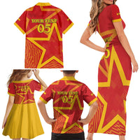 Custom Spain 2024 Football Family Matching Short Sleeve Bodycon Dress and Hawaiian Shirt La Roja Reigns Supreme LT05 - Wonder Print Shop
