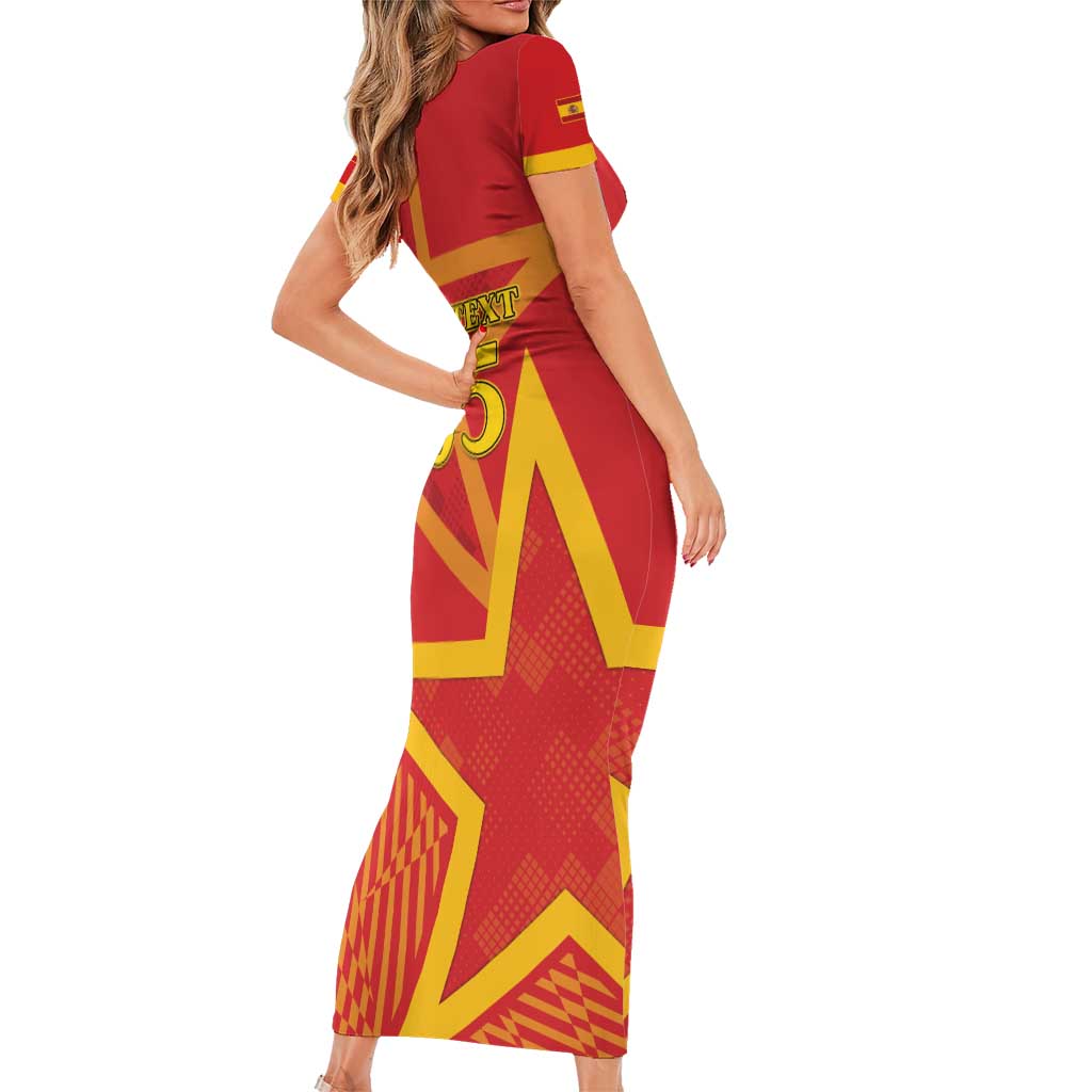 Custom Spain 2024 Football Family Matching Short Sleeve Bodycon Dress and Hawaiian Shirt La Roja Reigns Supreme LT05 - Wonder Print Shop