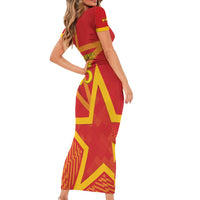 Custom Spain 2024 Football Family Matching Short Sleeve Bodycon Dress and Hawaiian Shirt La Roja Reigns Supreme LT05 - Wonder Print Shop