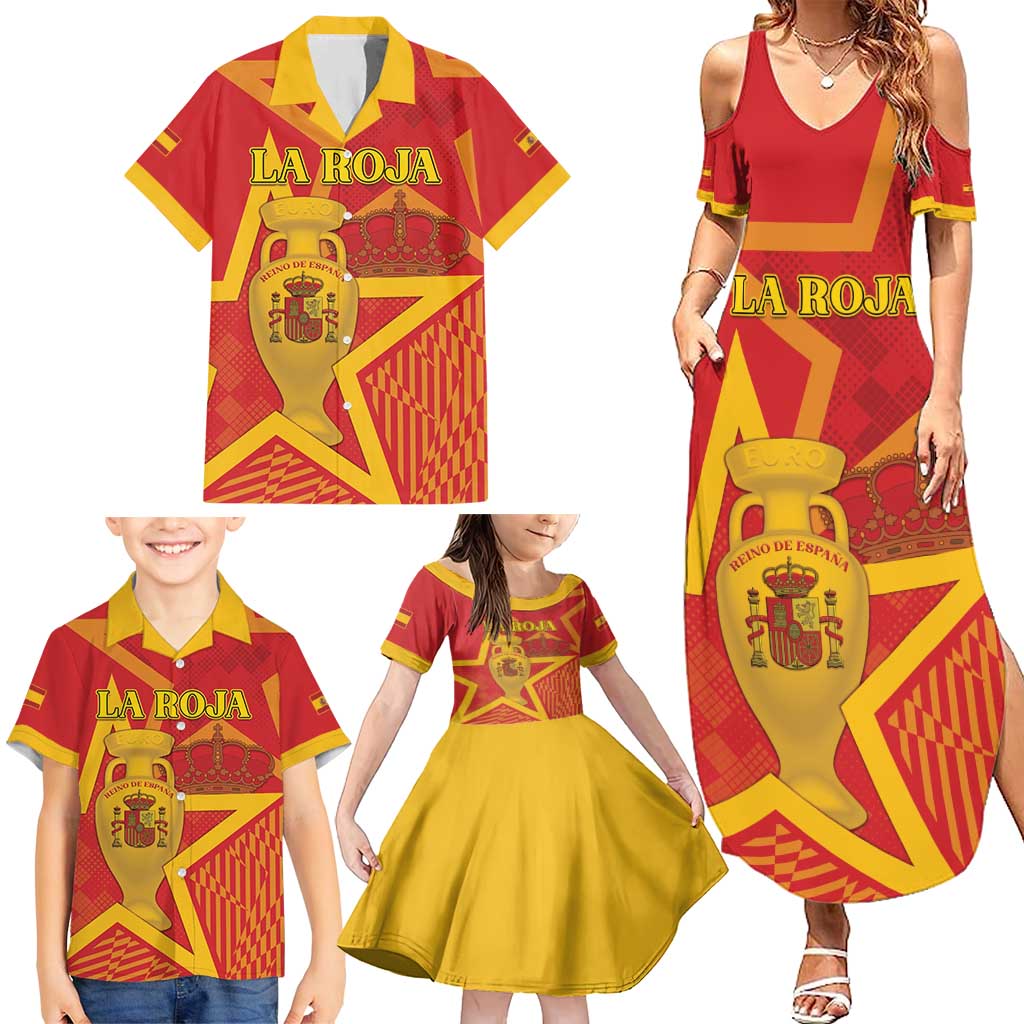 Custom Spain 2024 Football Family Matching Summer Maxi Dress and Hawaiian Shirt La Roja Reigns Supreme LT05 - Wonder Print Shop