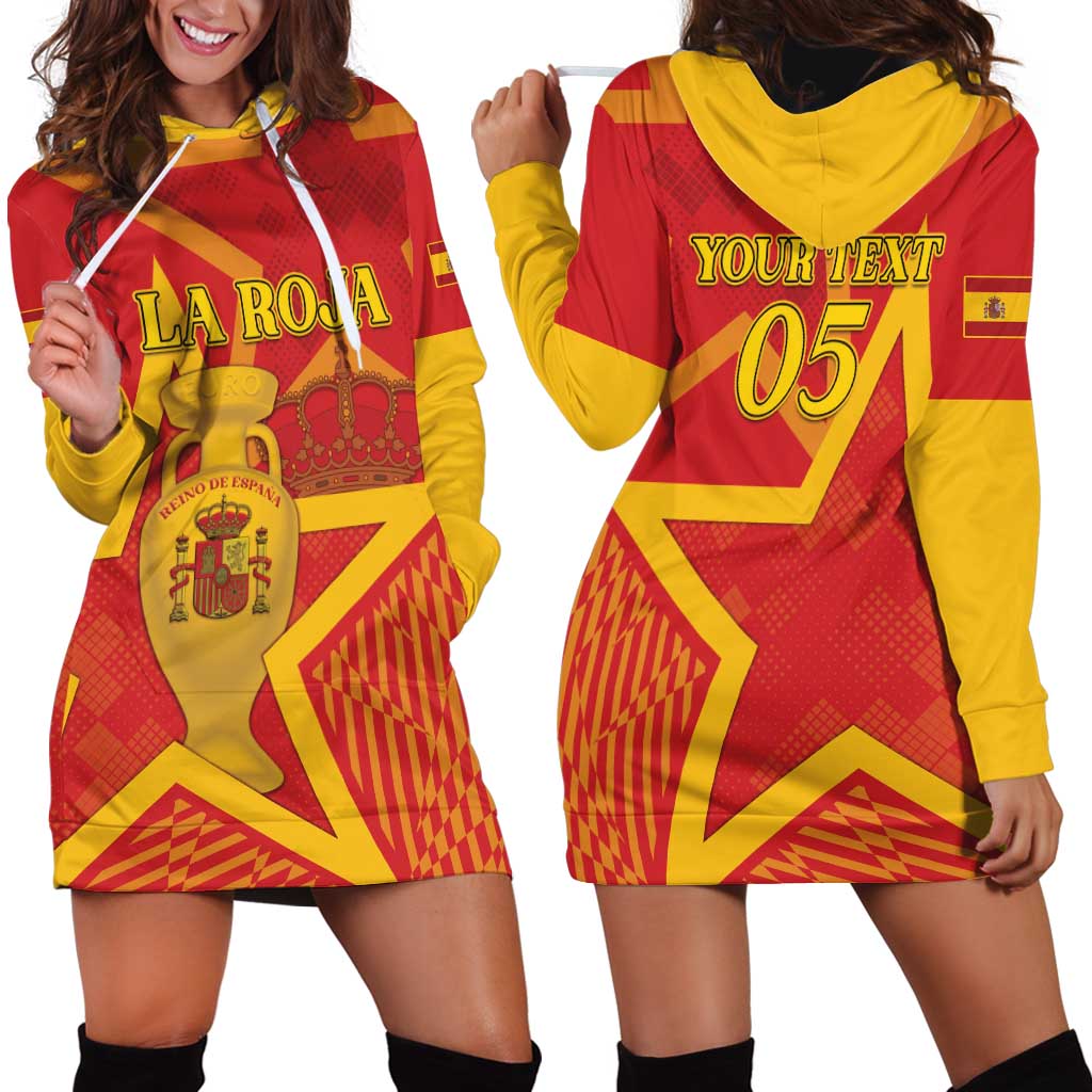 Custom Spain 2024 Football Hoodie Dress La Roja Reigns Supreme LT05 - Wonder Print Shop