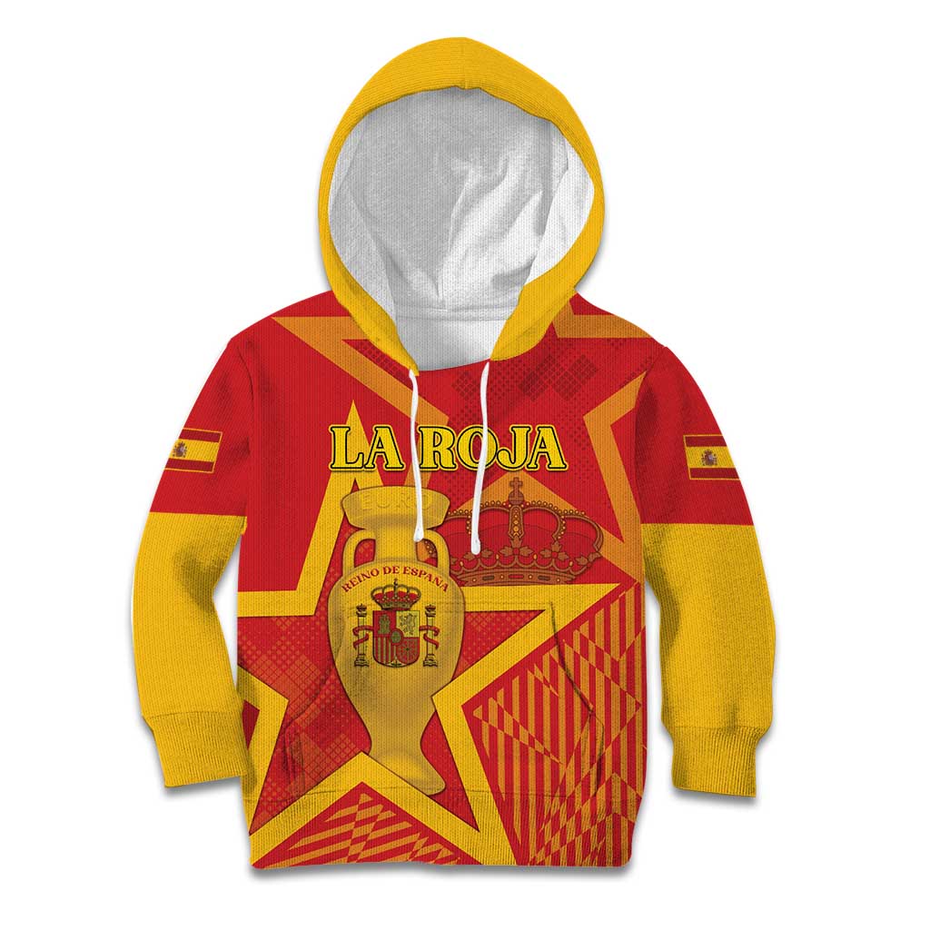 Custom Spain 2024 Football Kid Hoodie La Roja Reigns Supreme LT05 - Wonder Print Shop