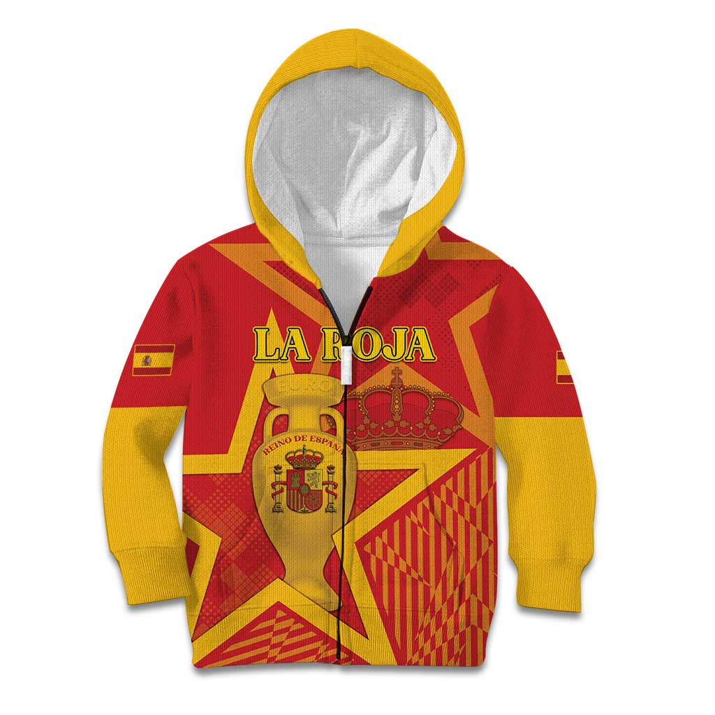 Custom Spain 2024 Football Kid Hoodie La Roja Reigns Supreme LT05 - Wonder Print Shop