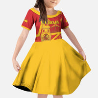 Custom Spain 2024 Football Kid Short Sleeve Dress La Roja Reigns Supreme LT05 - Wonder Print Shop