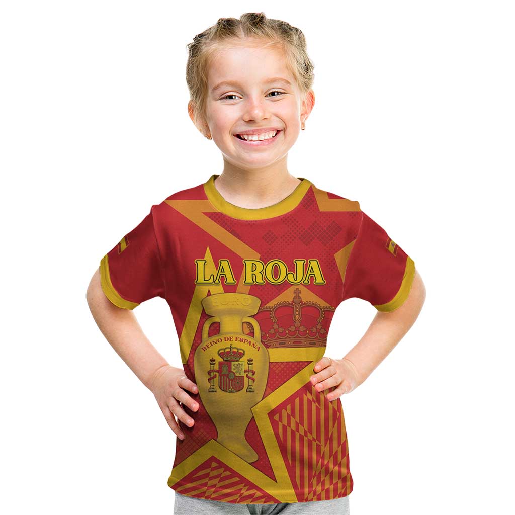 Custom Spain 2024 Football Kid T Shirt La Roja Reigns Supreme LT05 - Wonder Print Shop