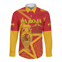 Custom Spain 2024 Football Long Sleeve Button Shirt La Roja Reigns Supreme LT05 - Wonder Print Shop