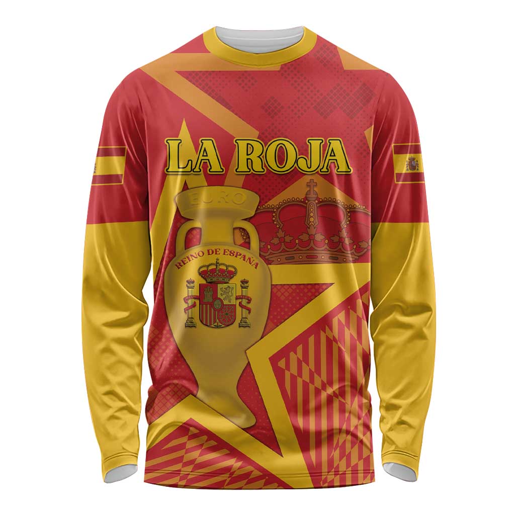Custom Spain 2024 Football Long Sleeve Shirt La Roja Reigns Supreme LT05 - Wonder Print Shop