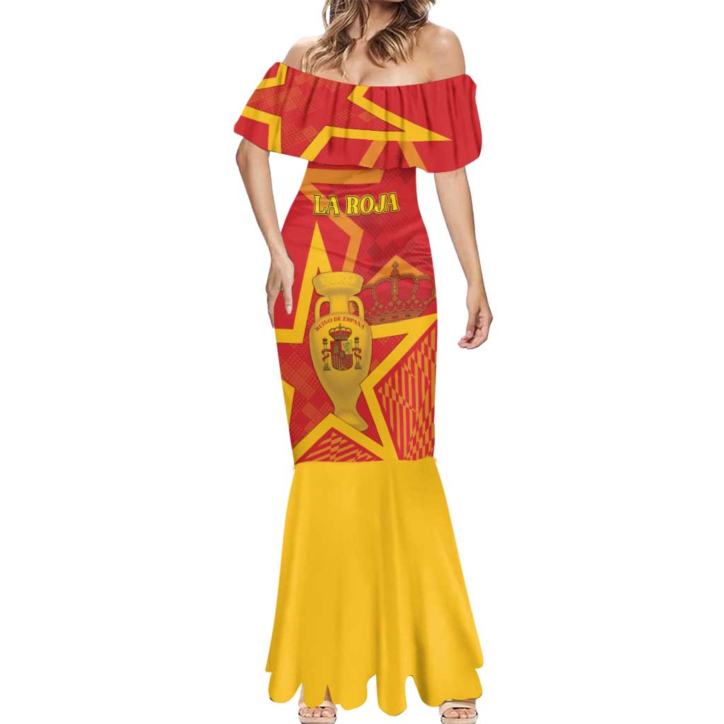 Custom Spain 2024 Football Mermaid Dress La Roja Reigns Supreme LT05 - Wonder Print Shop