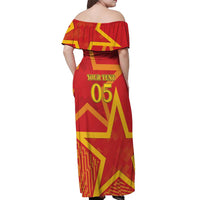 Custom Spain 2024 Football Off Shoulder Maxi Dress La Roja Reigns Supreme LT05 - Wonder Print Shop
