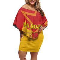 Custom Spain 2024 Football Off Shoulder Short Dress La Roja Reigns Supreme LT05 - Wonder Print Shop