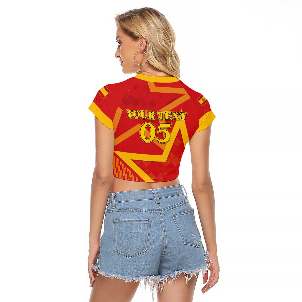 Custom Spain 2024 Football Raglan Cropped T Shirt La Roja Reigns Supreme LT05 - Wonder Print Shop