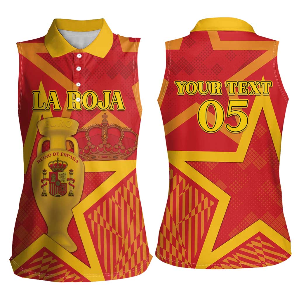 Custom Spain 2024 Football Women Sleeveless Polo Shirt La Roja Reigns Supreme LT05 - Wonder Print Shop