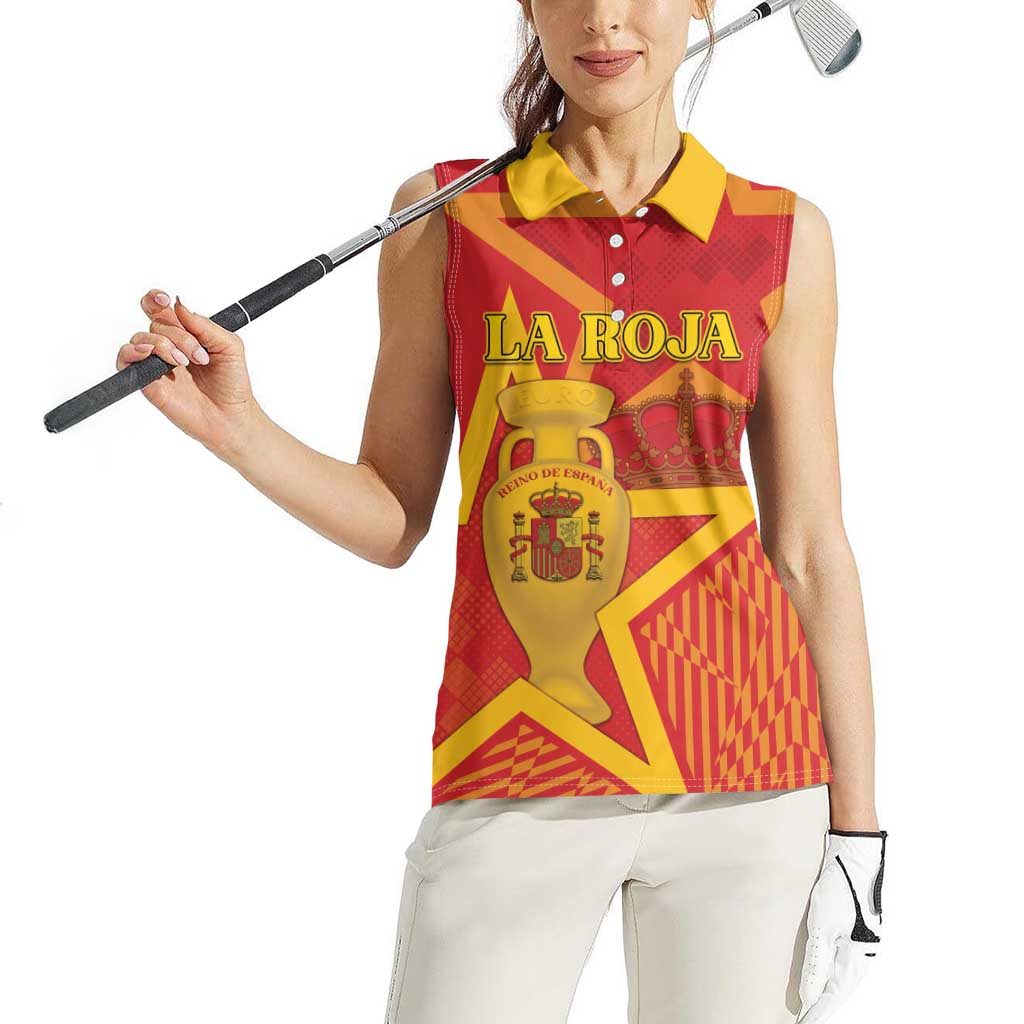 Custom Spain 2024 Football Women Sleeveless Polo Shirt La Roja Reigns Supreme LT05 - Wonder Print Shop