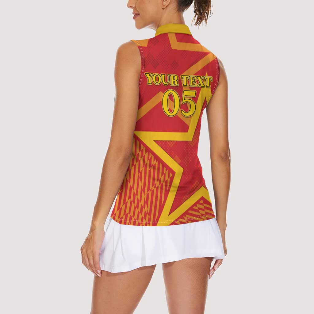 Custom Spain 2024 Football Women Sleeveless Polo Shirt La Roja Reigns Supreme LT05 - Wonder Print Shop