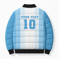 Custom Argentina Football GOAT 10 Bomber Puffer Jacket Worldwide Legend