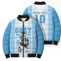Custom Argentina Football GOAT 10 Bomber Puffer Jacket Worldwide Legend