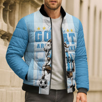 Custom Argentina Football GOAT 10 Bomber Puffer Jacket Worldwide Legend