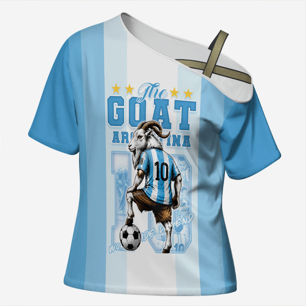 Custom Argentina Football GOAT 10 Cross Shoulder Shirt Worldwide Legend