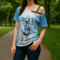 Custom Argentina Football GOAT 10 Cross Shoulder Shirt Worldwide Legend