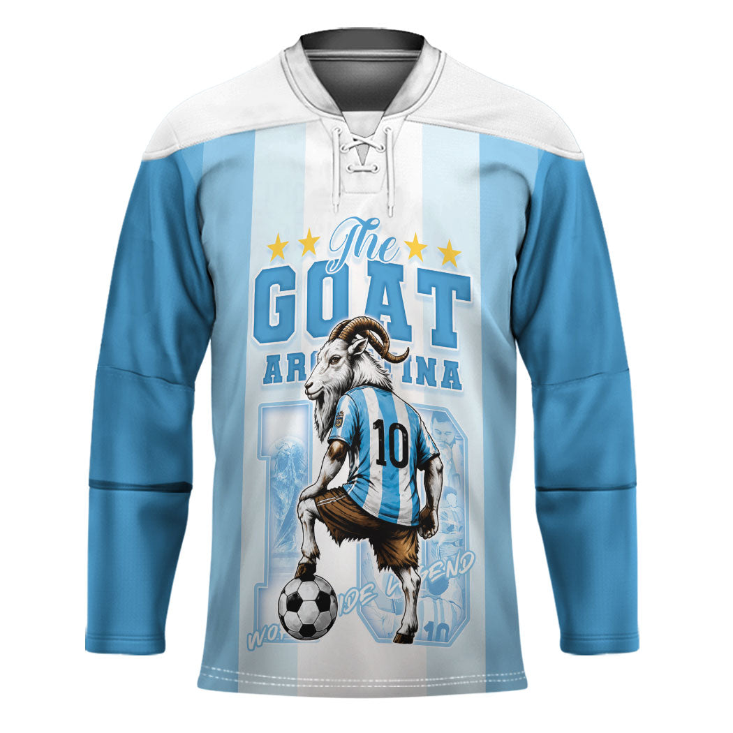 Custom Argentina Football GOAT 10 Hockey Jersey Worldwide Legend