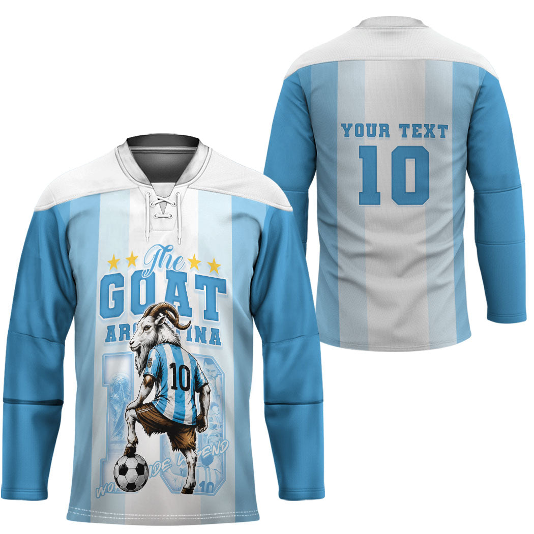 Custom Argentina Football GOAT 10 Hockey Jersey Worldwide Legend