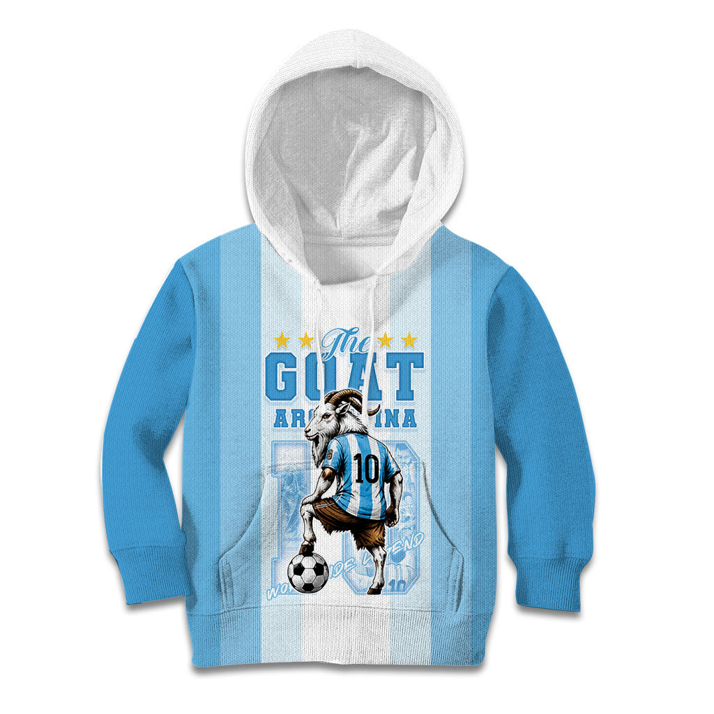 Custom Argentina Football GOAT 10 Kid Hoodie Worldwide Legend