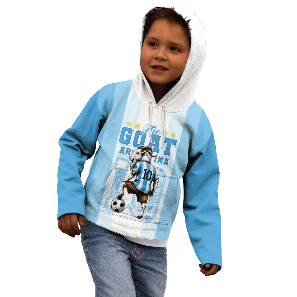 Custom Argentina Football GOAT 10 Kid Hoodie Worldwide Legend