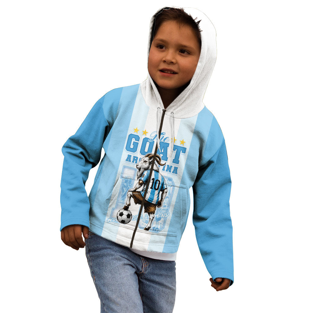 Custom Argentina Football GOAT 10 Kid Hoodie Worldwide Legend