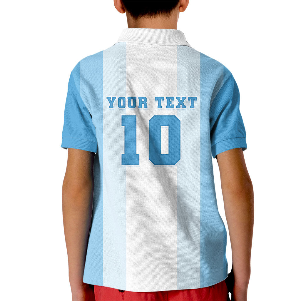 Custom Argentina Football GOAT 10 Kid Polo Shirt Worldwide Legend