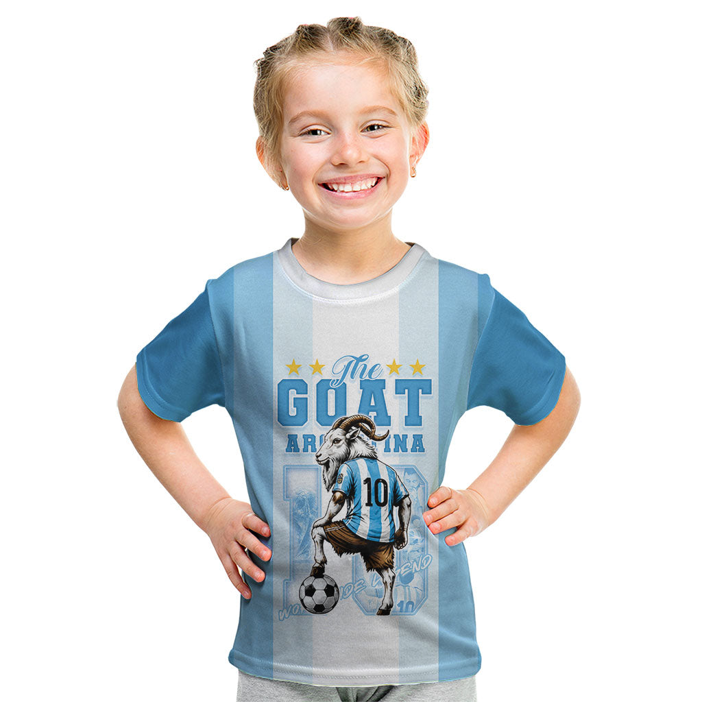 Custom Argentina Football GOAT 10 Kid T Shirt Worldwide Legend