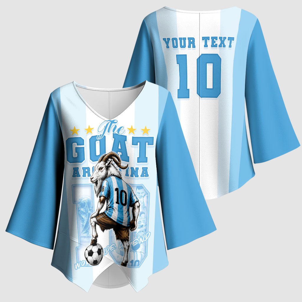 Custom Argentina Football GOAT 10 Kimono Sleeve Blouse Worldwide Legend