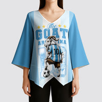 Custom Argentina Football GOAT 10 Kimono Sleeve Blouse Worldwide Legend