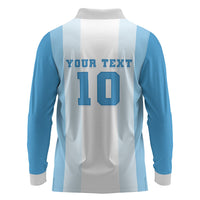 Custom Argentina Football GOAT 10 Long Sleeve Polo Shirt Worldwide Legend