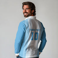 Custom Argentina Football GOAT 10 Long Sleeve Polo Shirt Worldwide Legend