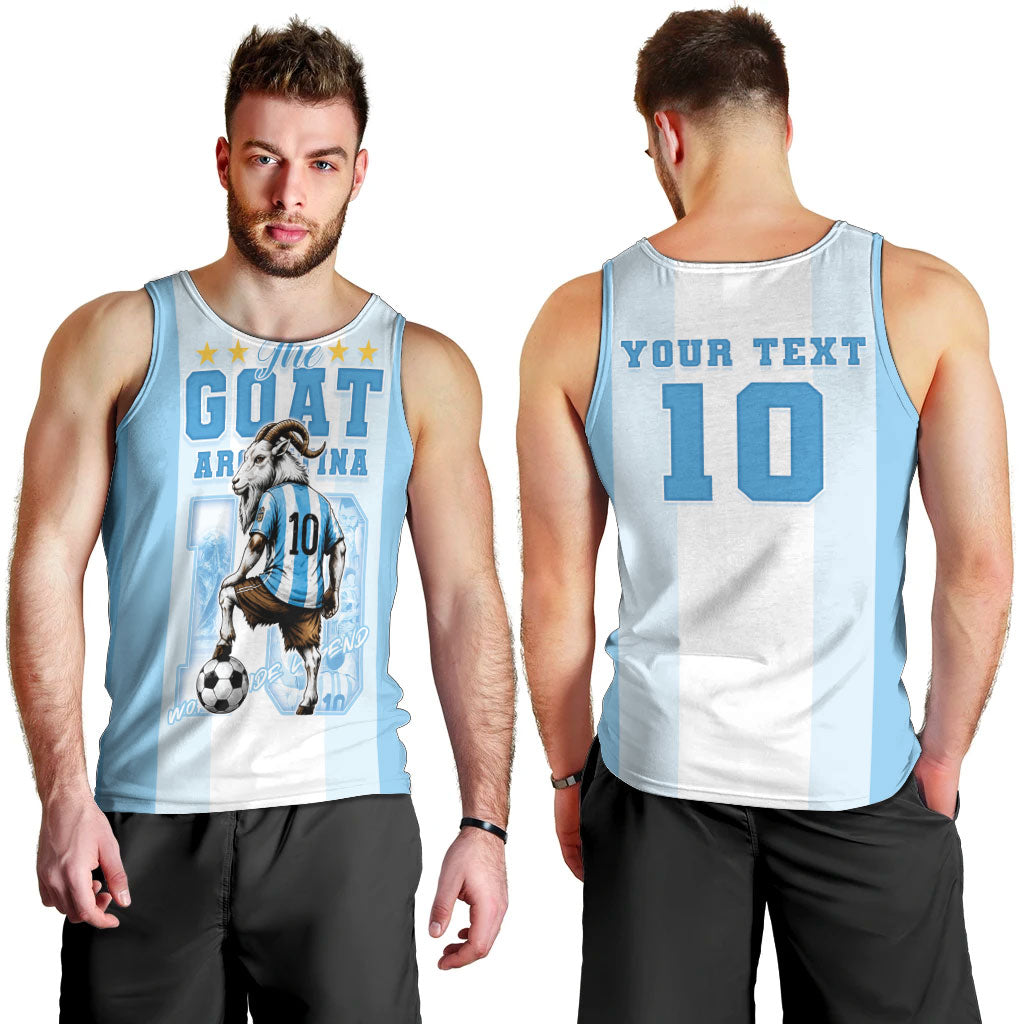 Custom Argentina Football GOAT 10 Men Tank Top Worldwide Legend
