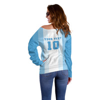 Custom Argentina Football GOAT 10 Off Shoulder Sweater Worldwide Legend