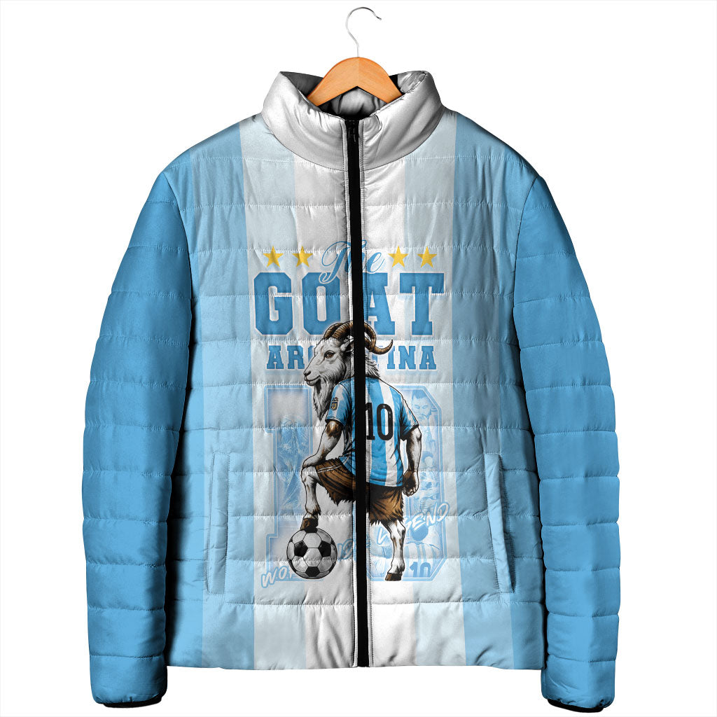 Custom Argentina Football GOAT 10 Padded Jacket Worldwide Legend