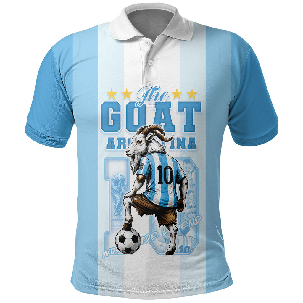 Custom Argentina Football GOAT 10 Polo Shirt Worldwide Legend