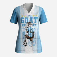 Custom Argentina Football GOAT 10 Scrub Top Worldwide Legend