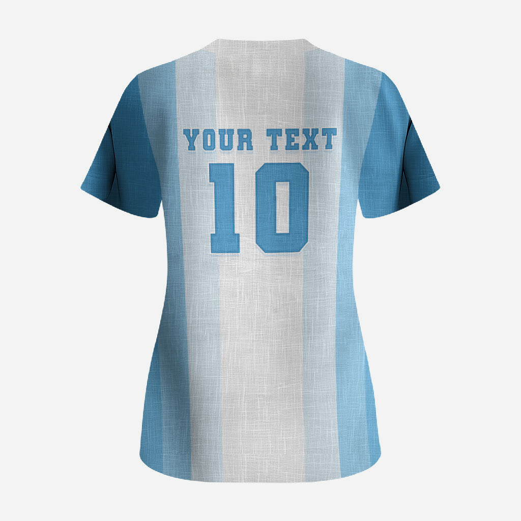Custom Argentina Football GOAT 10 Scrub Top Worldwide Legend