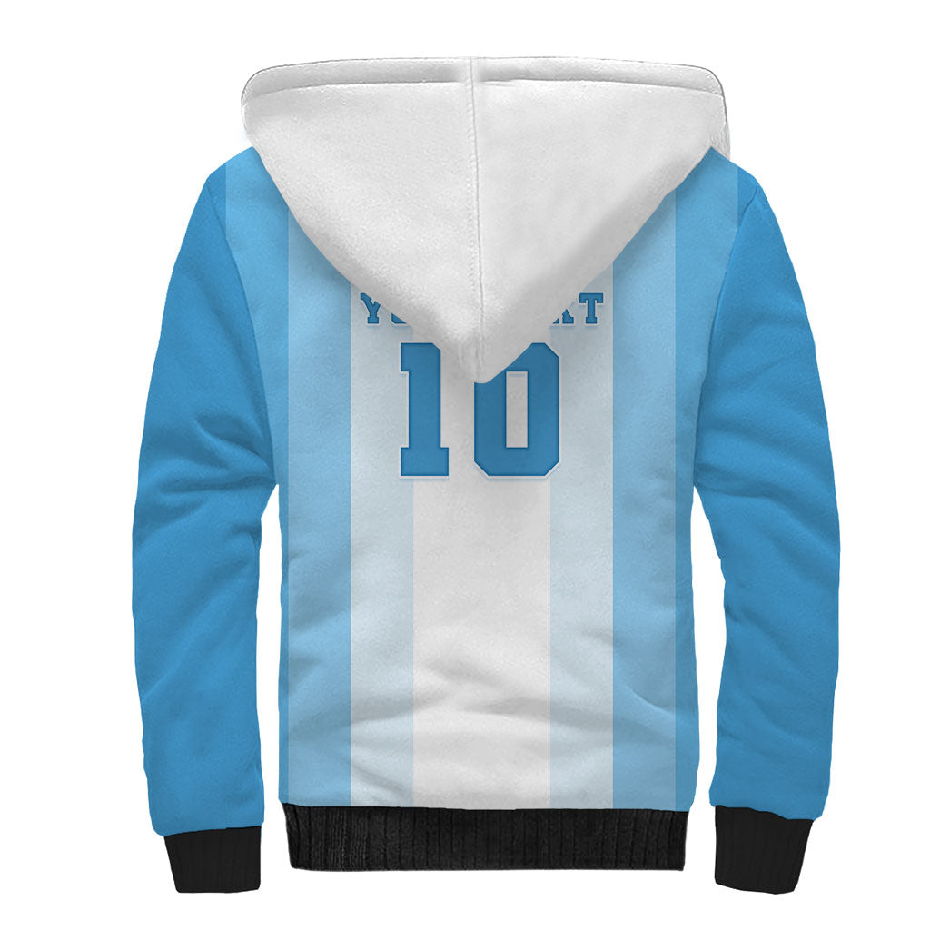 Custom Argentina Football GOAT 10 Sherpa Hoodie Worldwide Legend