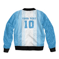 Custom Argentina Football GOAT 10 Sleeve Zip Bomber Jacket Worldwide Legend